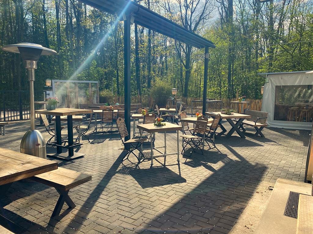 Sonnige Terrasse im Wald